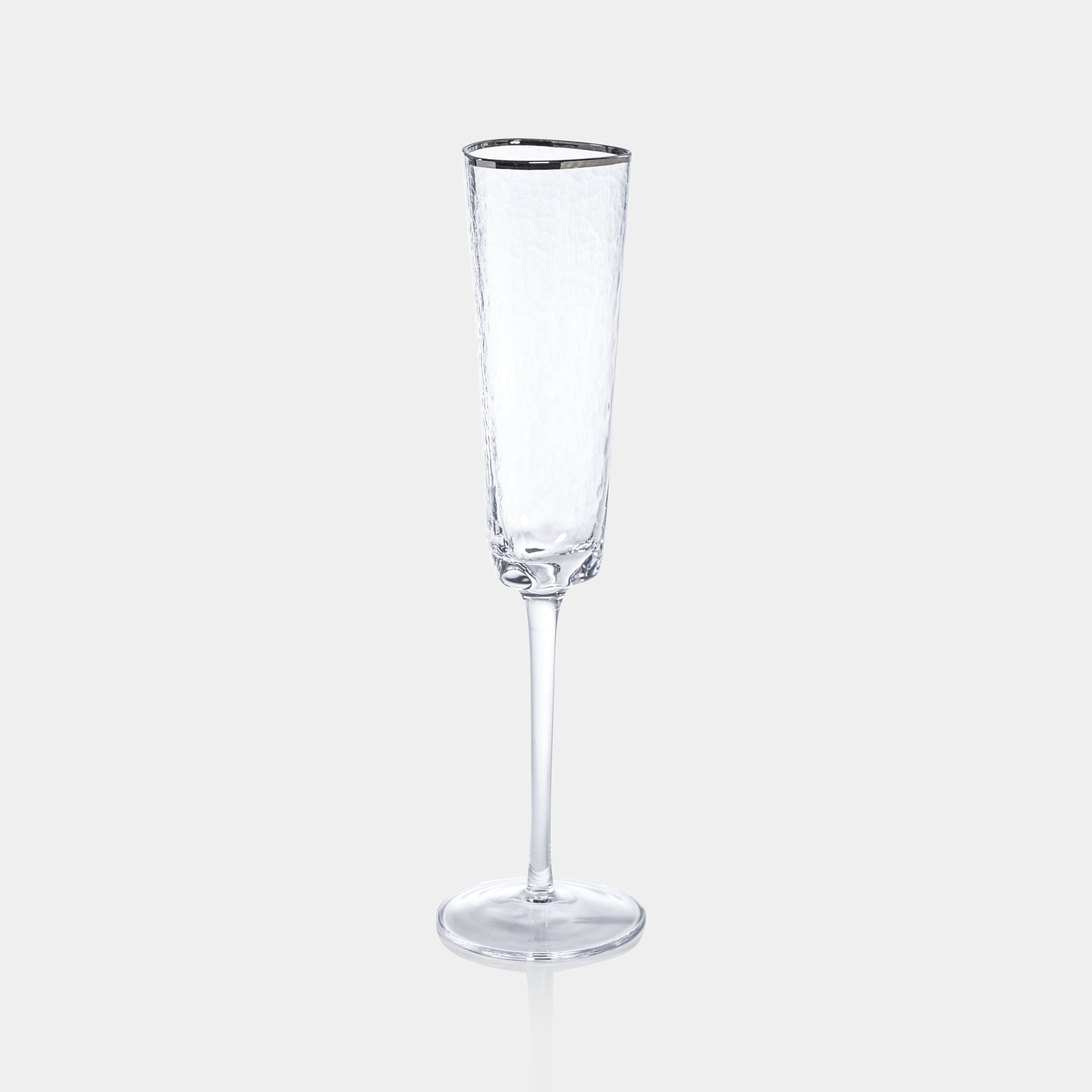Image of Aperitivo Hammered Champagne Flutes with Platinum Rim