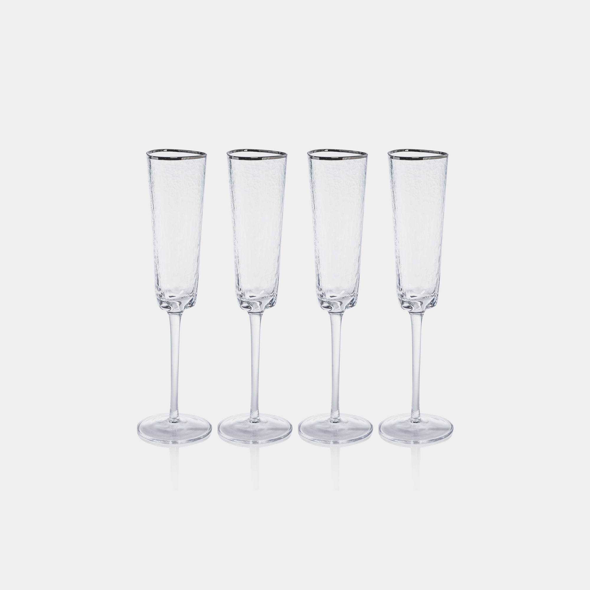 Image of Aperitivo Hammered Champagne Flutes with Platinum Rim