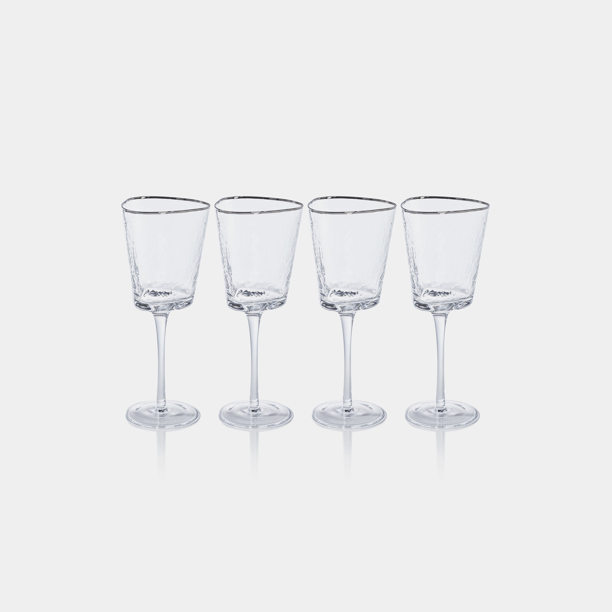 Image of Aperitivo Hammered Wine Glasses with Platinum Rim