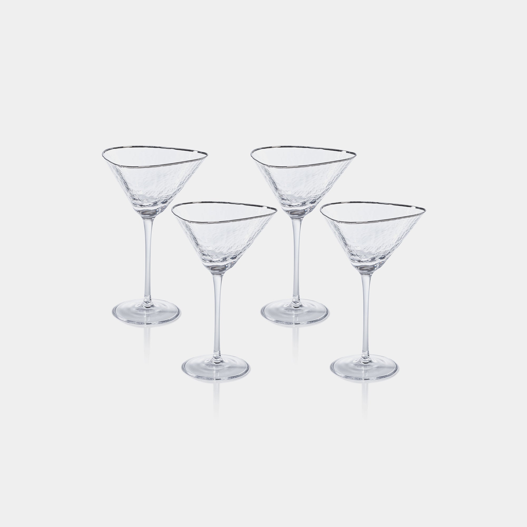 Image of Aperitivo Hammered Martini Glasses with Platinum Rim