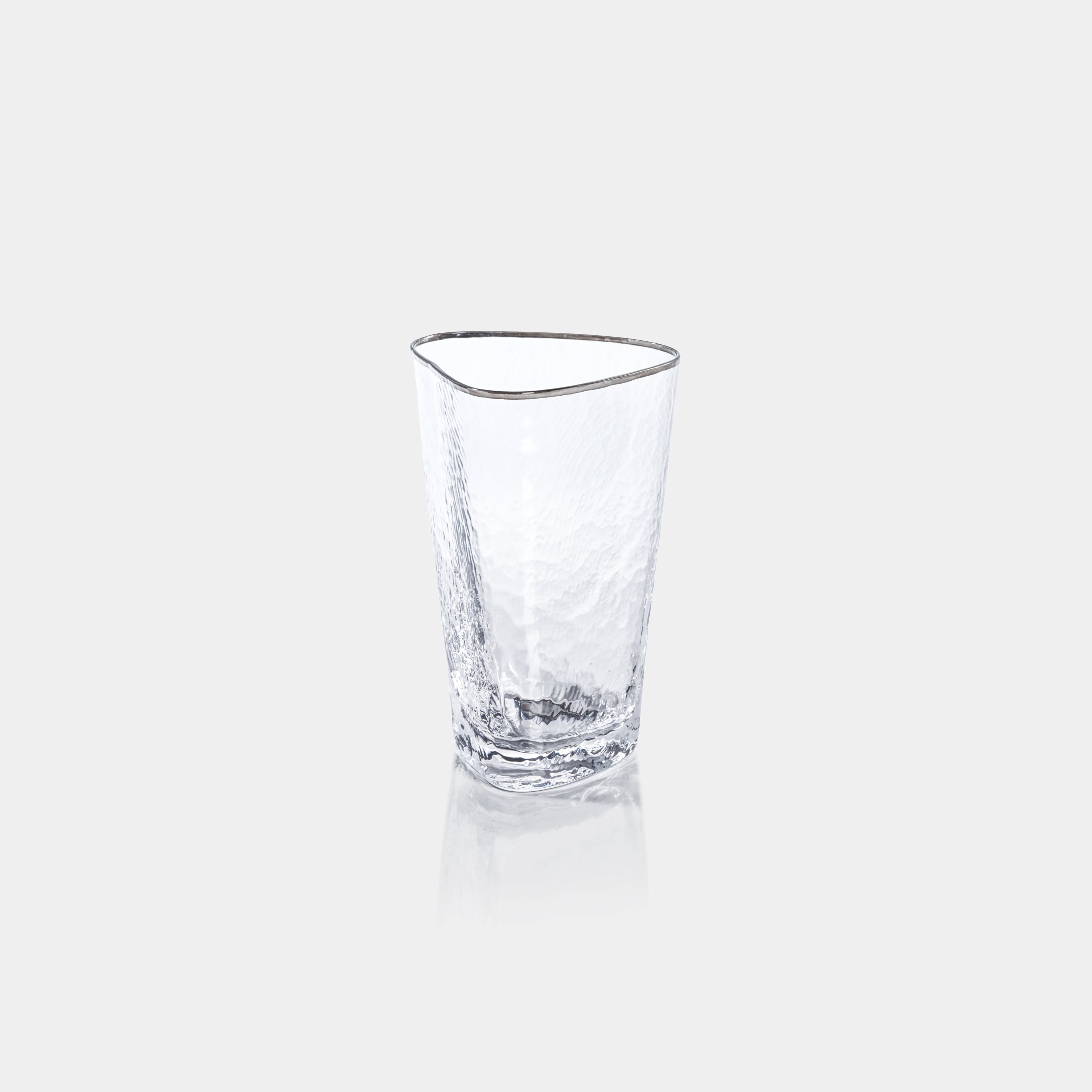 Image of Aperitivo Hammered Highball Glasses with Platinum Rim