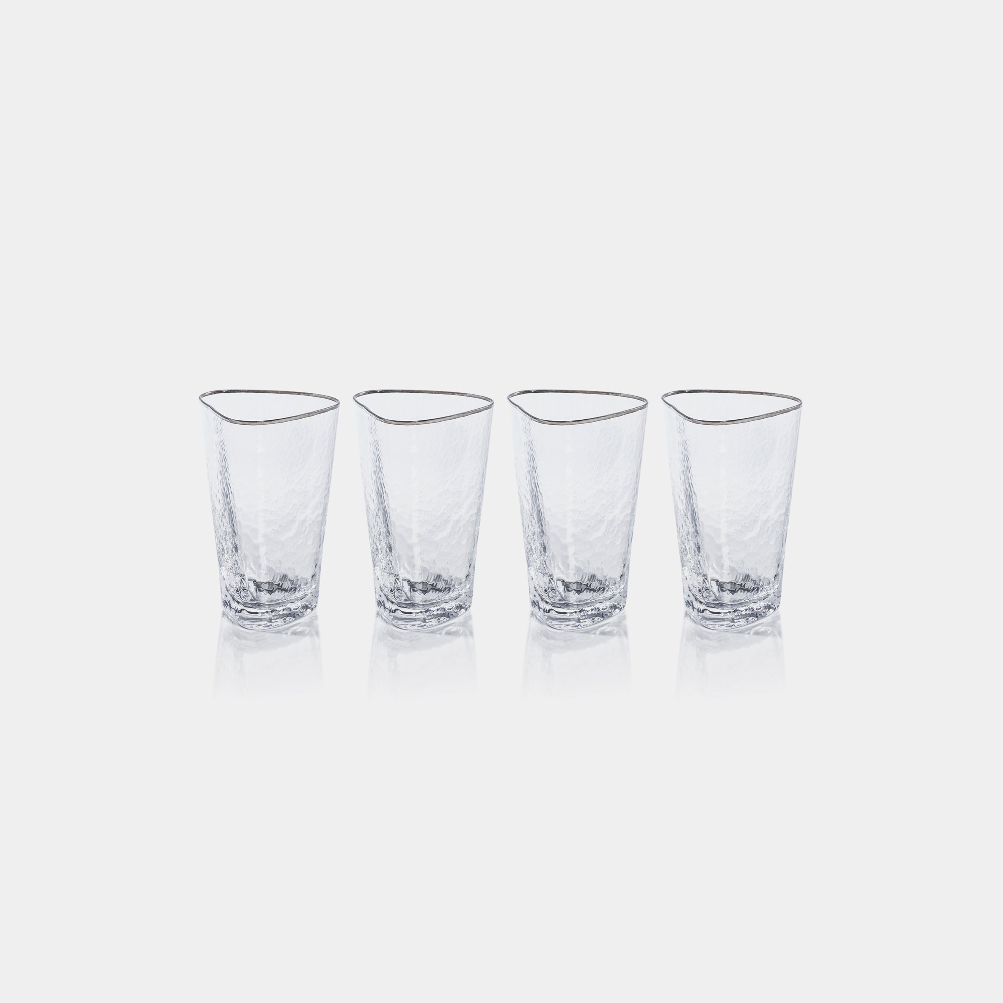 Image of Aperitivo Hammered Highball Glasses with Platinum Rim