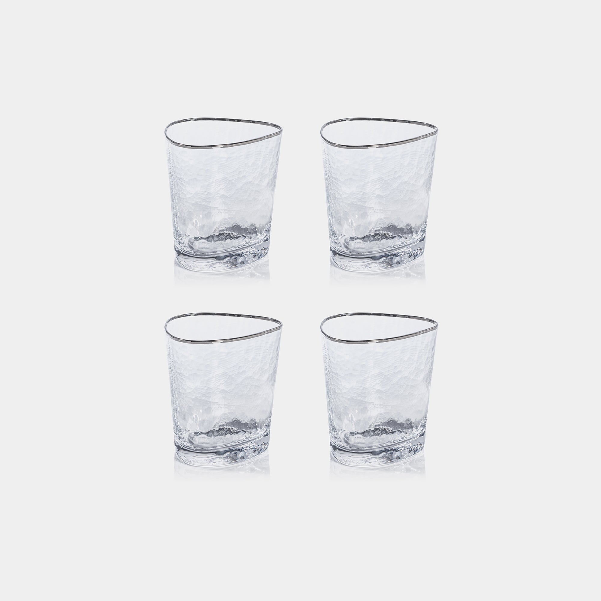 Image of Aperitivo Hammered Double Old Fashioned Glasses with Platinum Rim