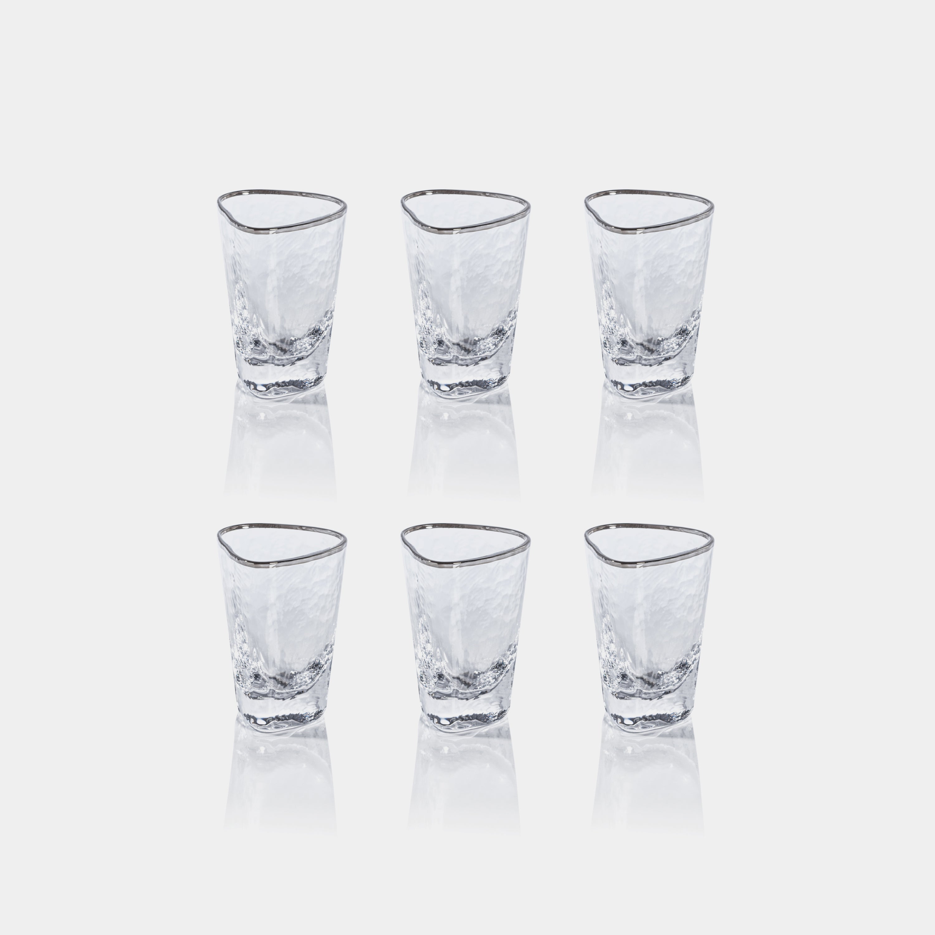 Image of Aperitivo Hammered Shot Glasses with Platinum Rim