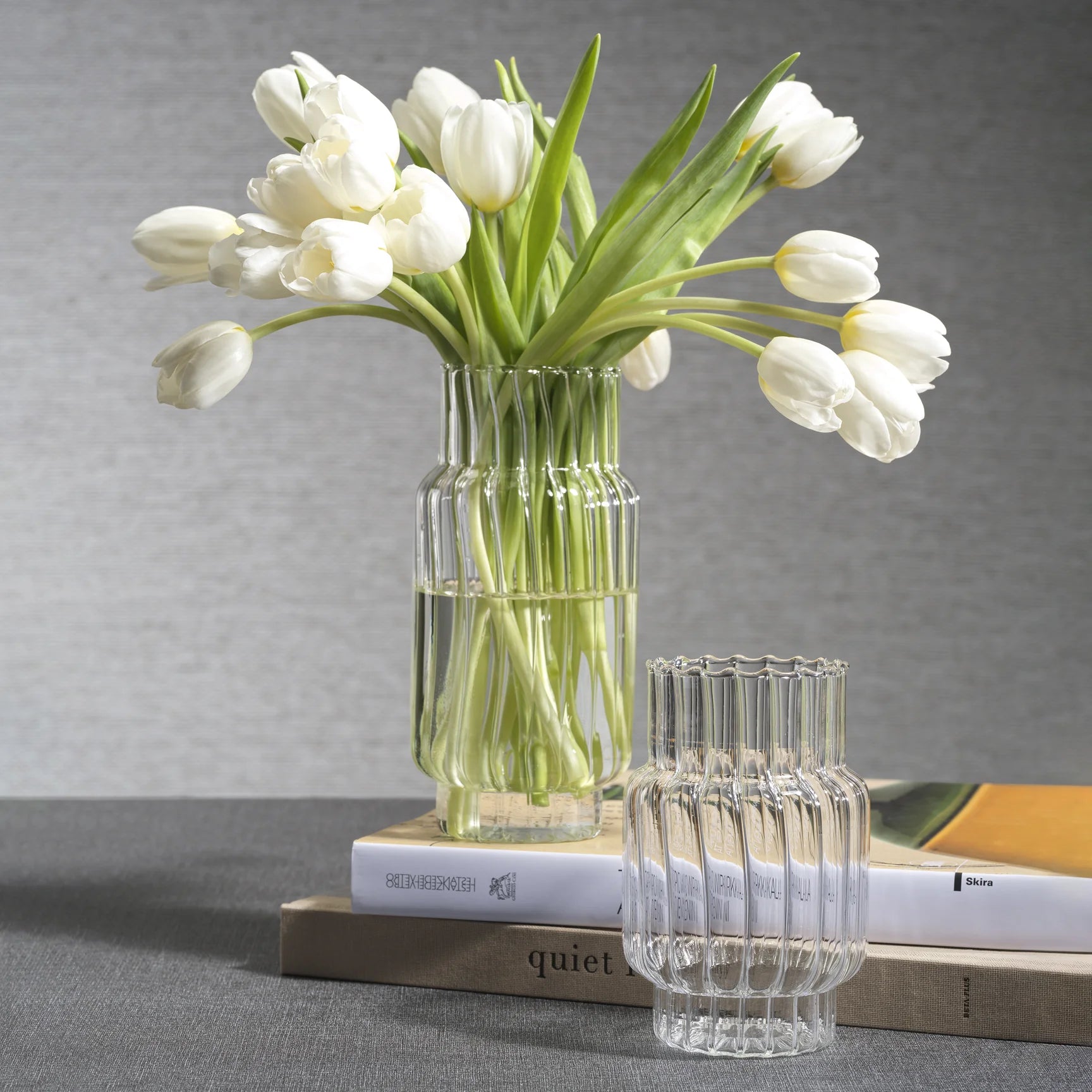 Mimo Clear Optic Glass Vases (Set of 2)