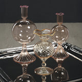 Treviso Bulb Glass Vase with Color Rim - Peach - Small  (7 in)