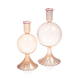 Treviso Bulb Glass Vase with Color Rim - Peach - Small  (7 in)