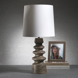 Bora Bora Tabletop Wood Lamp with Linen Shade