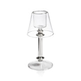 Isola Glass Tealight Lamp Candle Holder, Clear and Silver