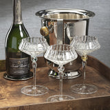 Ondine 4-Piece Set Fluted Coupe Glasses, Clear with Shadow Gray Accent