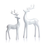 Pearl White Deer Figurines, Set of 2, Elegant Holiday Décor, 13" & 16.5" Tall by The Favorites