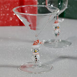 Snowman Sips Martini Glasses, Set of 4, Holiday Cocktail Glassware