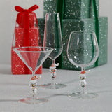 Snowman Sips Martini Glasses, Set of 4, Holiday Cocktail Glassware