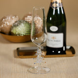 Treetop Cheers Glass Champagne Flutes - Holiday Stemware, Set of 4