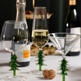 Treetop Cheers Glass Champagne Flutes - Holiday Stemware, Set of 4