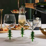 Treetop Cheers Glass Champagne Flutes - Holiday Stemware, Set of 4