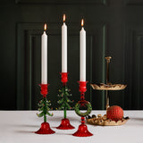 Holiday Tree Taper Holder - Red + Green - 8.25 in (Set of 4)