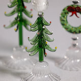 Holiday Tree Taper Holder - Clear + Green - 8.25 in (Set of 4)