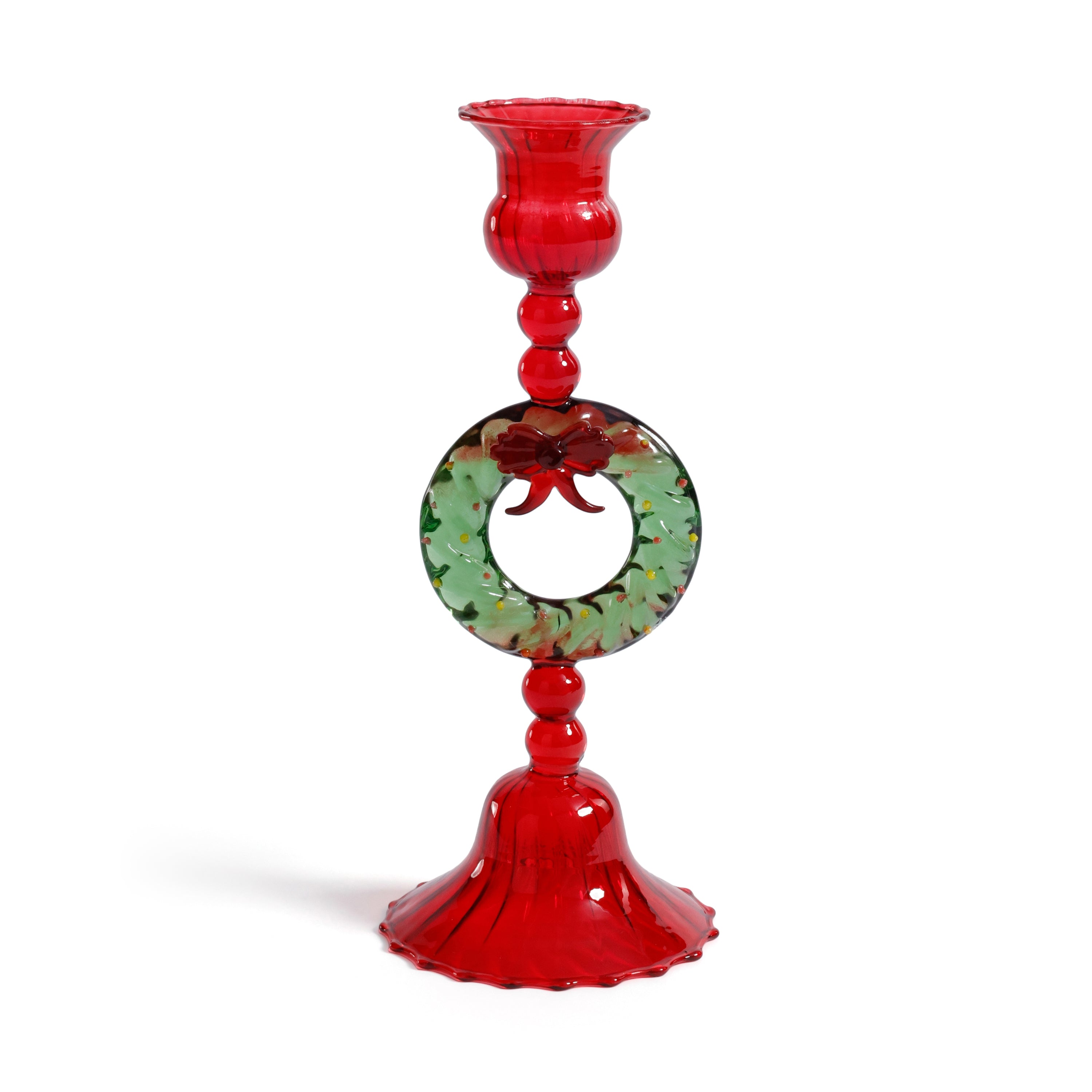 Holiday Wreath Taper Candle Holders, Set of 4 by The Favorites