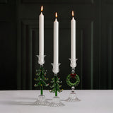 Holiday Wreath Taper Candle Holders, (Set of 4)