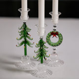 Holiday Wreath Taper Candle Holders, (Set of 4)