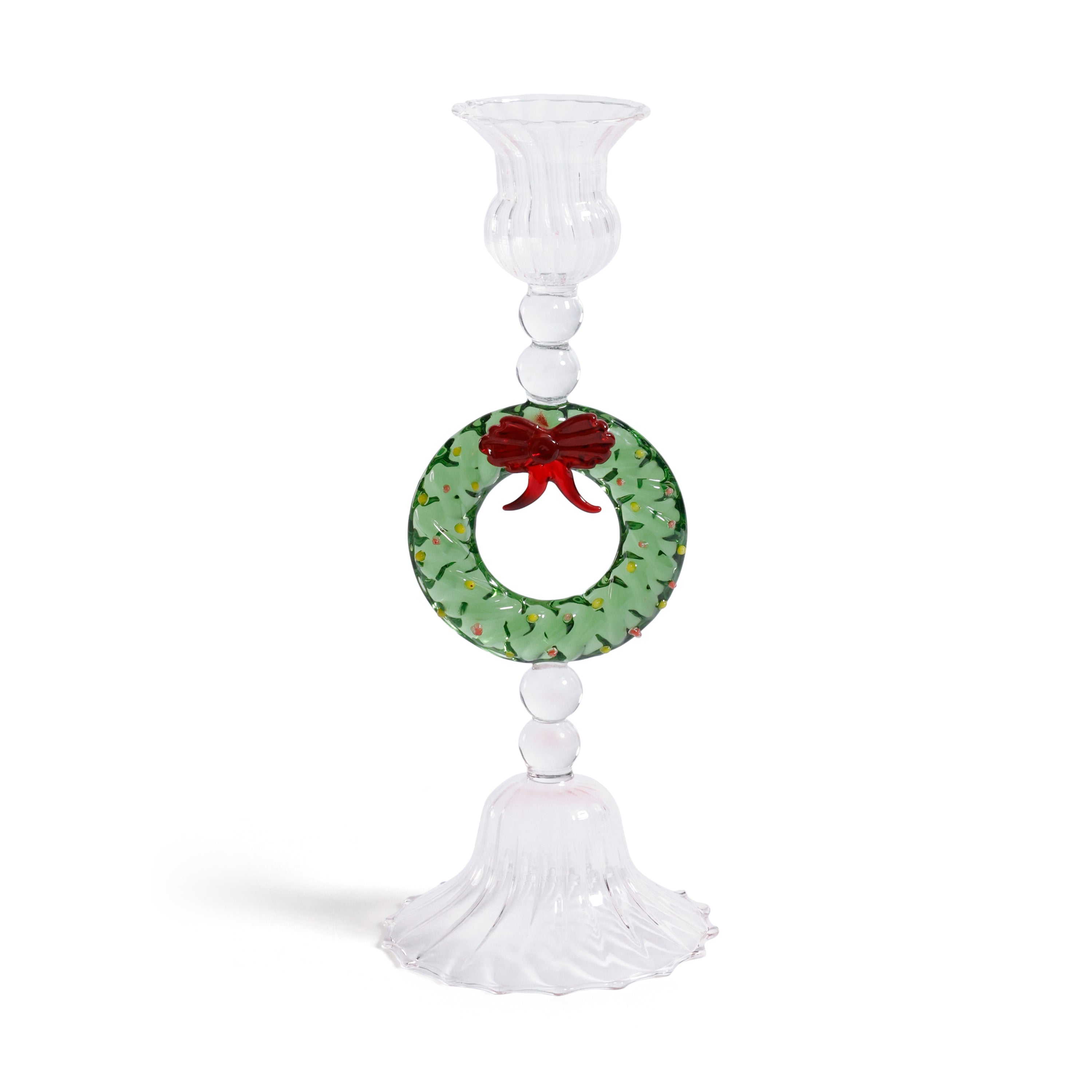 Holiday Wreath Taper Candle Holders, Set of 4 by The Favorites