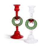 Holiday Wreath Taper Candle Holders, (Set of 4)