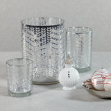 Laser-Etched Metallic Glass Hurricane Candle Holders, Set of 2