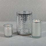 Laser-Etched Metallic Glass Hurricane Candle Holder