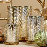 Laser-Etched Metallic Glass Hurricane Candle Holder
