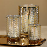 Laser-Etched Metallic Glass Hurricane Candle Holder