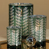 Laser-Etched Metallic Glass Hurricane Candle Holder