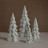 Snow-Covered Flocked Ceramic Decorative Trees, Holiday Tabletop Décor, Set of 4
