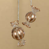 Wrapped Candy Glass Holiday Ornaments, 12 Hanging Pieces (6 Sets of 2)