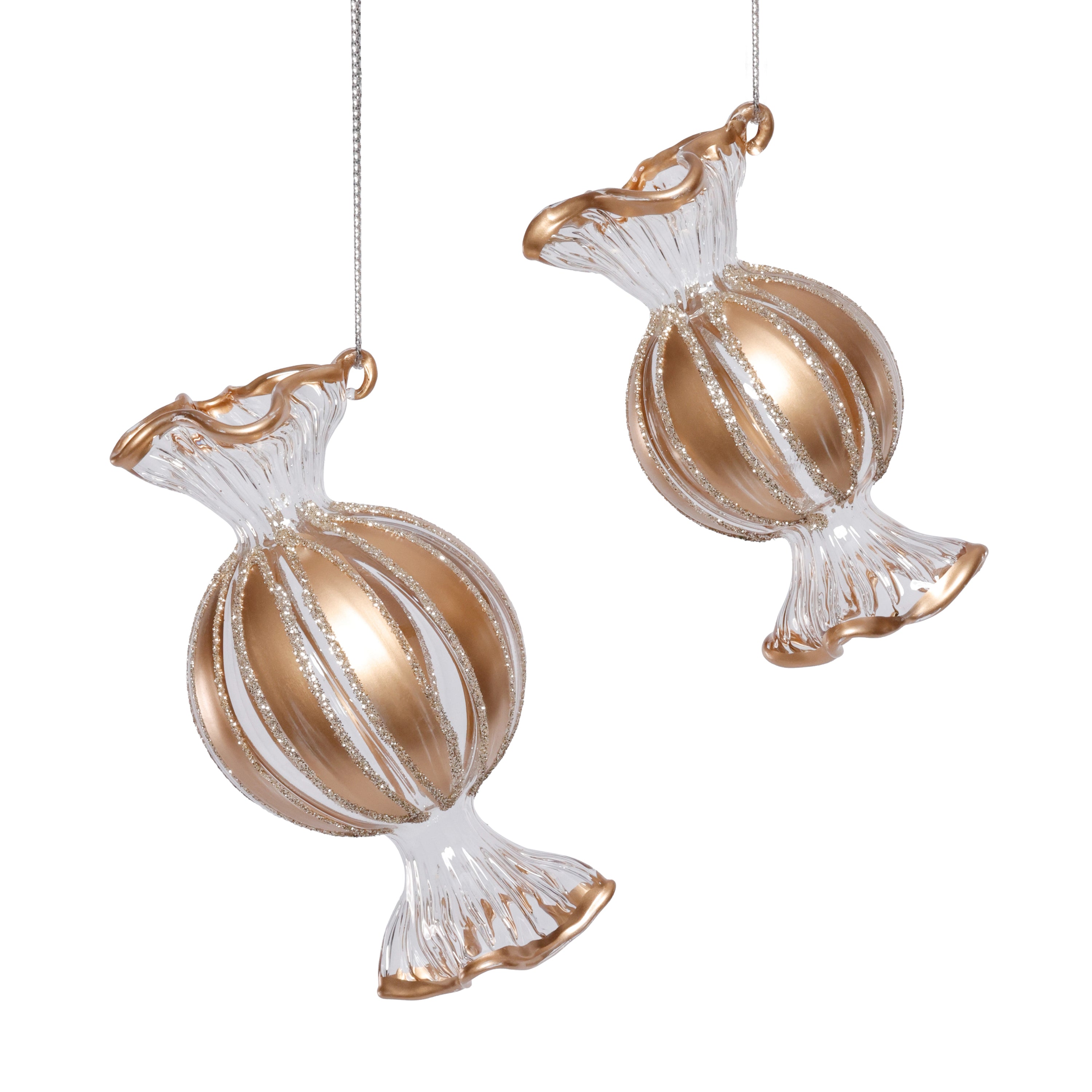 Wrapped Candy Glass Holiday Ornaments, 12 Hanging Pieces (6 Sets of 2) by The Favorites