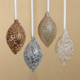 Beaded Tear Drop Glass Ornaments, 12 Hanging Pieces (3 Sets of 4 Assorted Ornaments)
