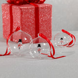 Clear Glass Ball Ornaments with Holiday Motif, Set of 6