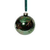Shiny Green Metallic Glass Ball Ornaments with Gold Leaf & Twig Design, Set of 6 by The Favorites