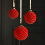 Flocked Glass Ball Christmas Ornaments with Gold Accents, Set of 6