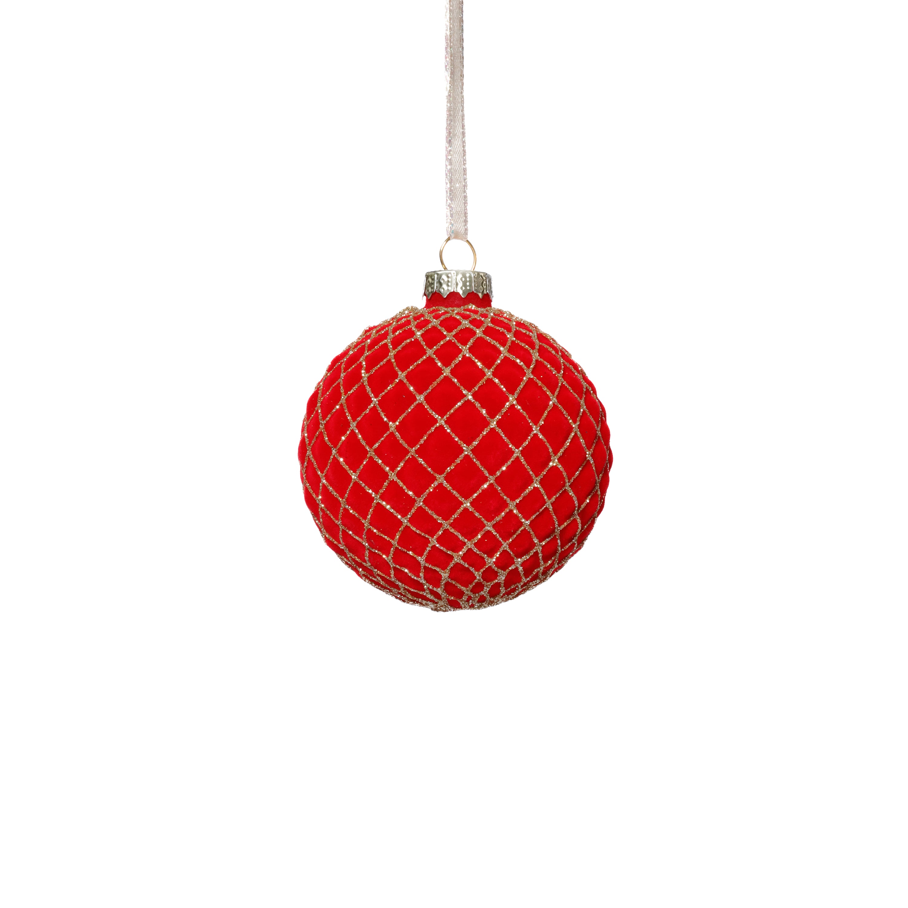 Flocked Glass Ball Christmas Ornaments with Gold Accents, Set of 6 by The Favorites