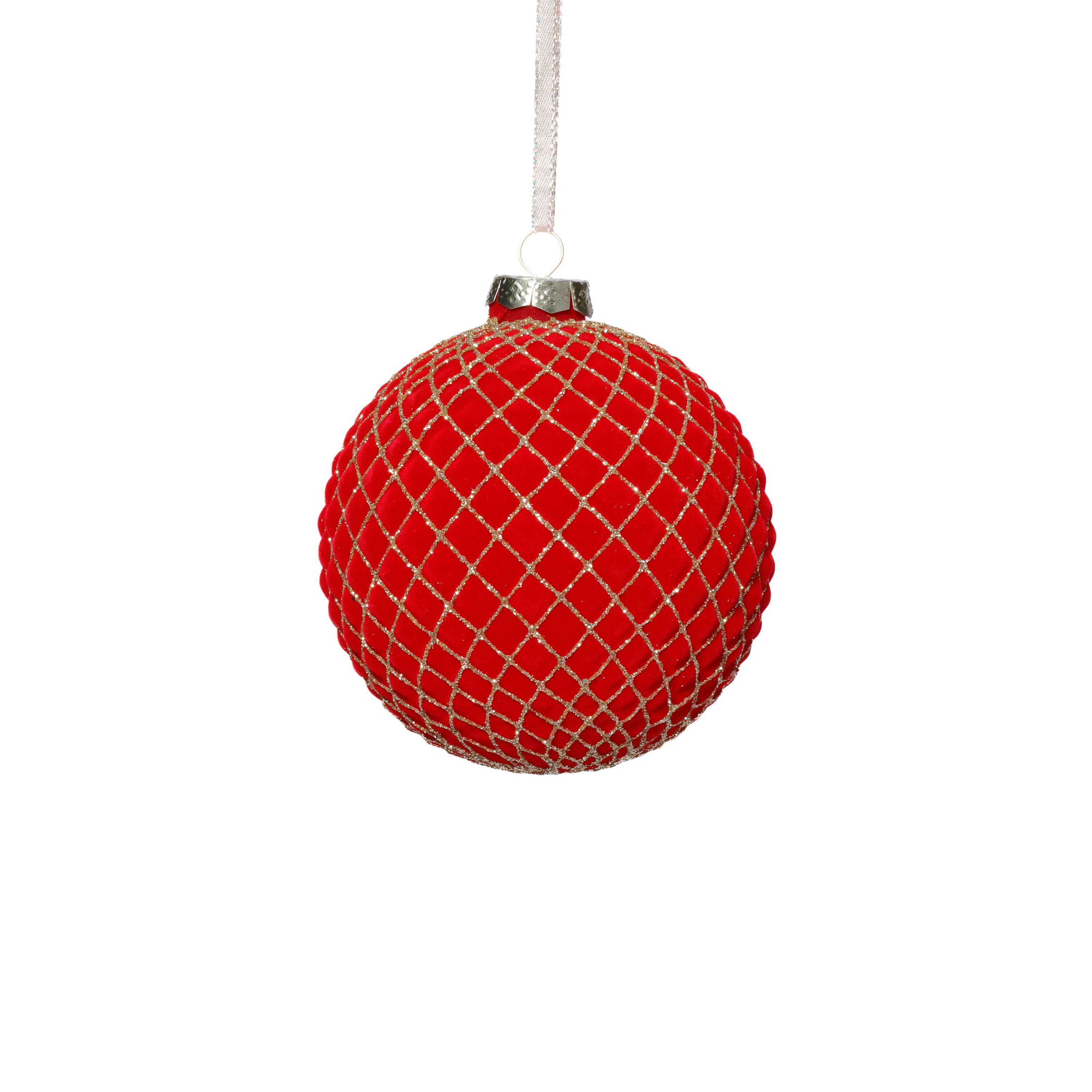 Flocked Glass Ball Christmas Ornaments with Gold Accents, Set of 6 by The Favorites