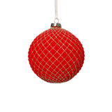 4-Piece Set Flocked 4.75" Glass Ball Christmas Ornaments with Gold Accents by The Favorites