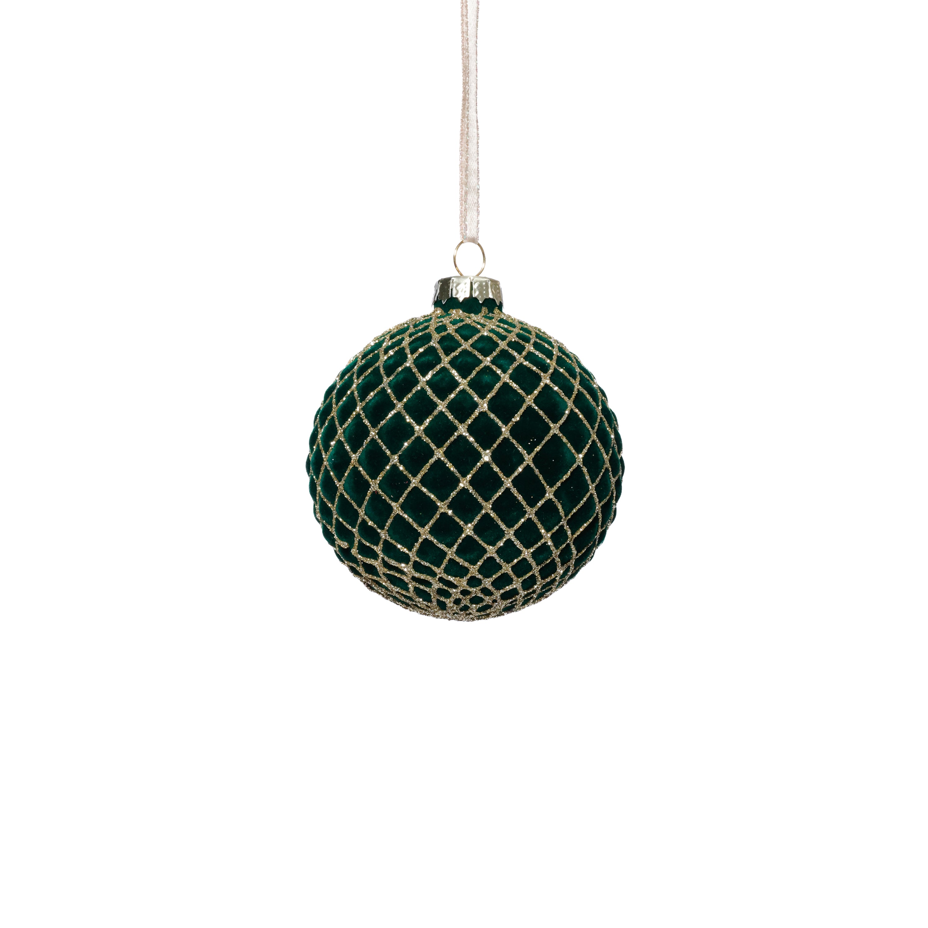 Flocked Glass Ball Christmas Ornaments with Gold Accents, Set of 6 by The Favorites