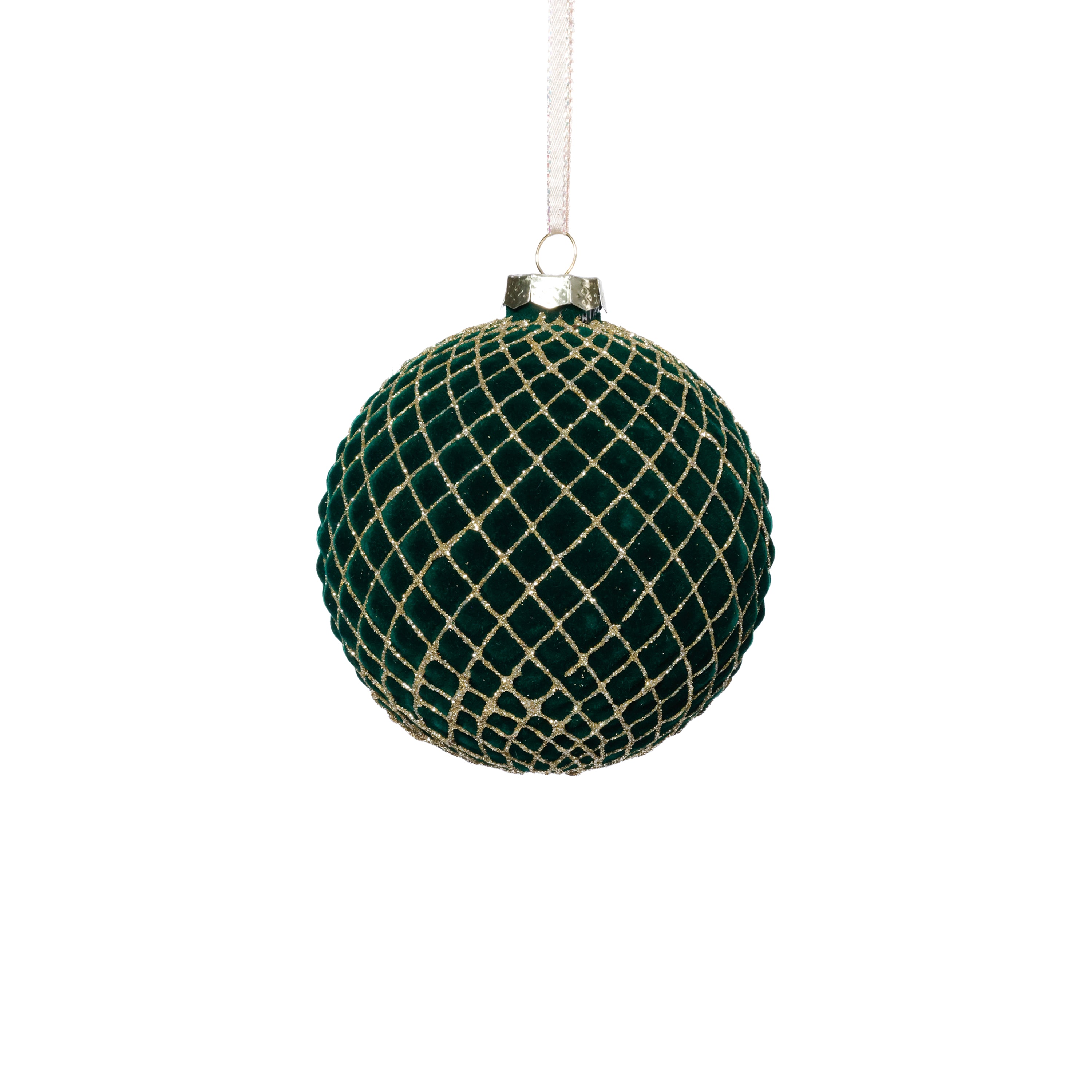 Flocked Glass Ball Christmas Ornaments with Gold Accents, Set of 6 by The Favorites
