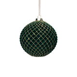 4-Piece Set Flocked 4.75" Glass Ball Christmas Ornaments with Gold Accents by The Favorites