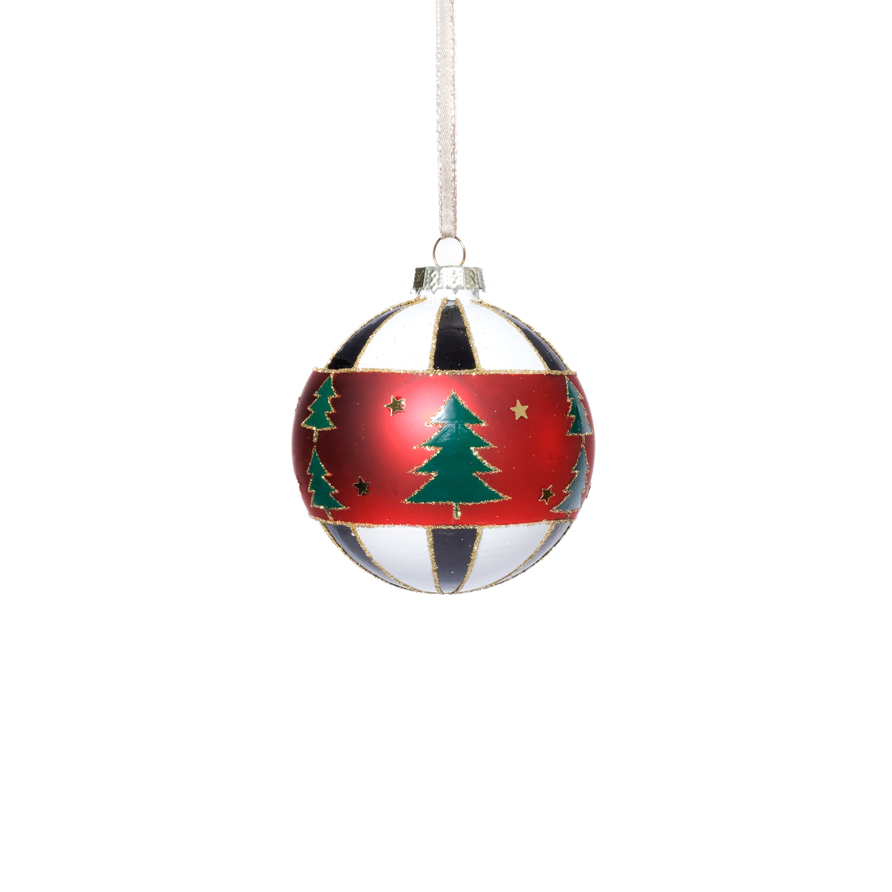 Tree Motif Glass Ball Christmas Ornaments, Set of 6 by The Favorites