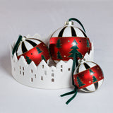 Tree Motif Glass Ball Christmas Ornaments, Set of 6