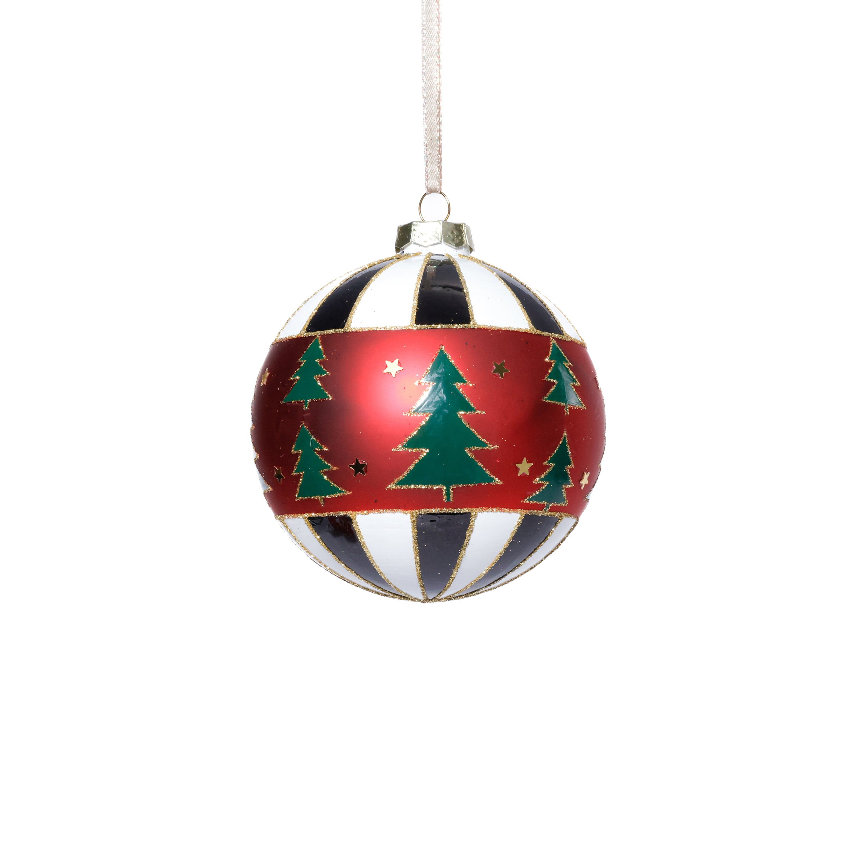 Tree Motif Glass Ball Christmas Ornaments, Set of 6 by The Favorites