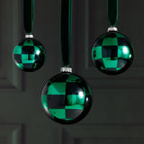 Checkered Glass Ball Christmas Ornaments, Set of 6