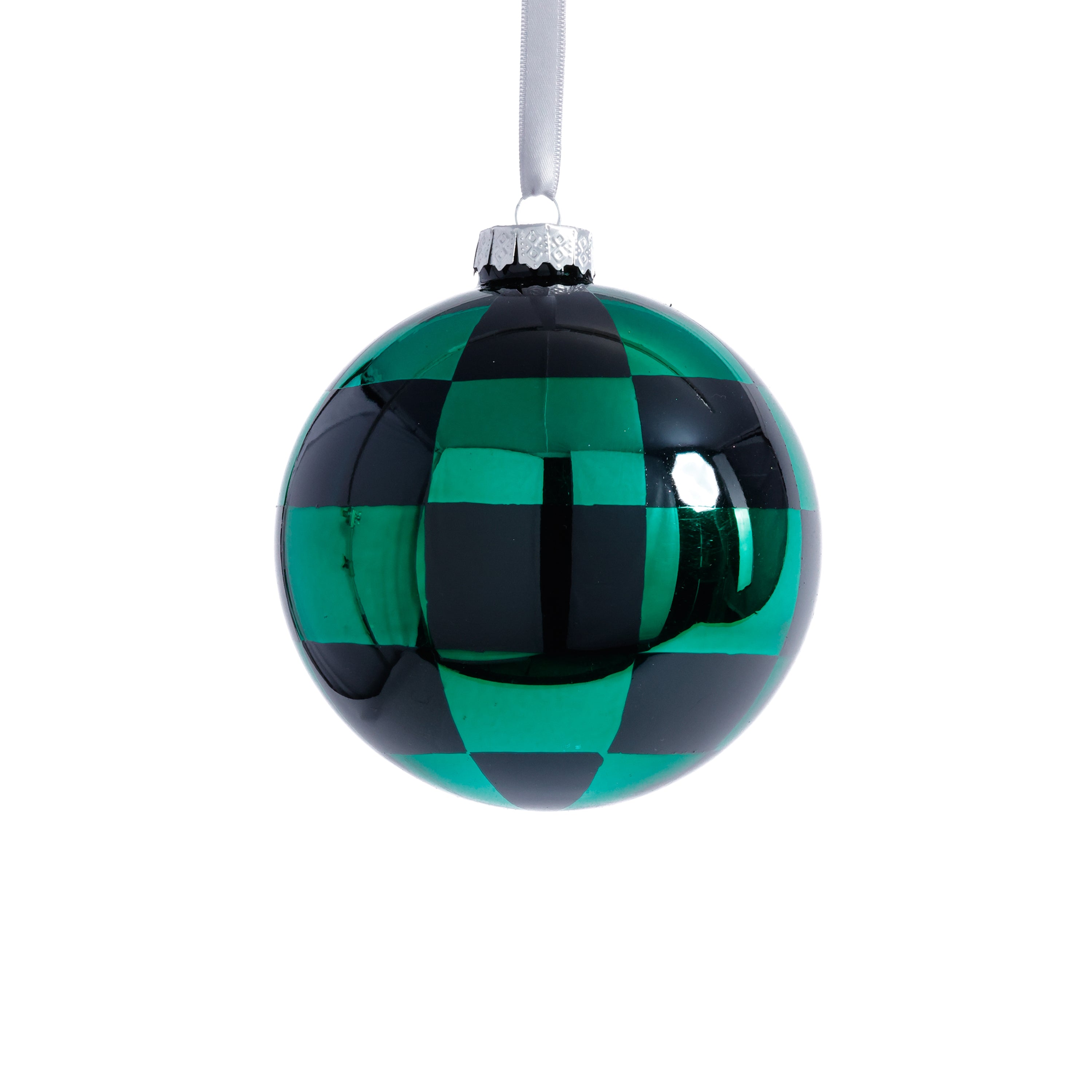 4-Piece Set Checkered 4.75" Glass Ball Christmas Ornaments by The Favorites